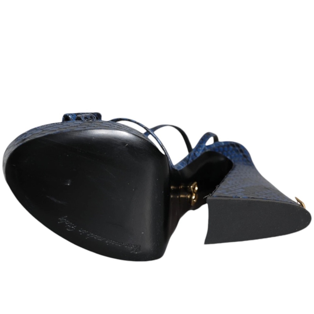 Dolce Gabbana Python Leather Blue Platform High H… - image 5